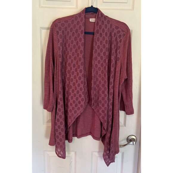 LOGO by Lori Goldstein Sweaters - LOGO by Lori Goldstein Purple 3/4 Sleeve Open Cardigan Sweater Size XL